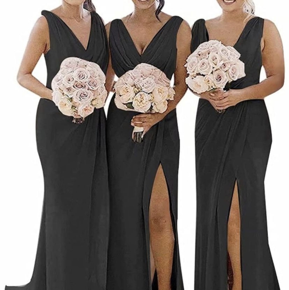 Two black bridesmaid dresses